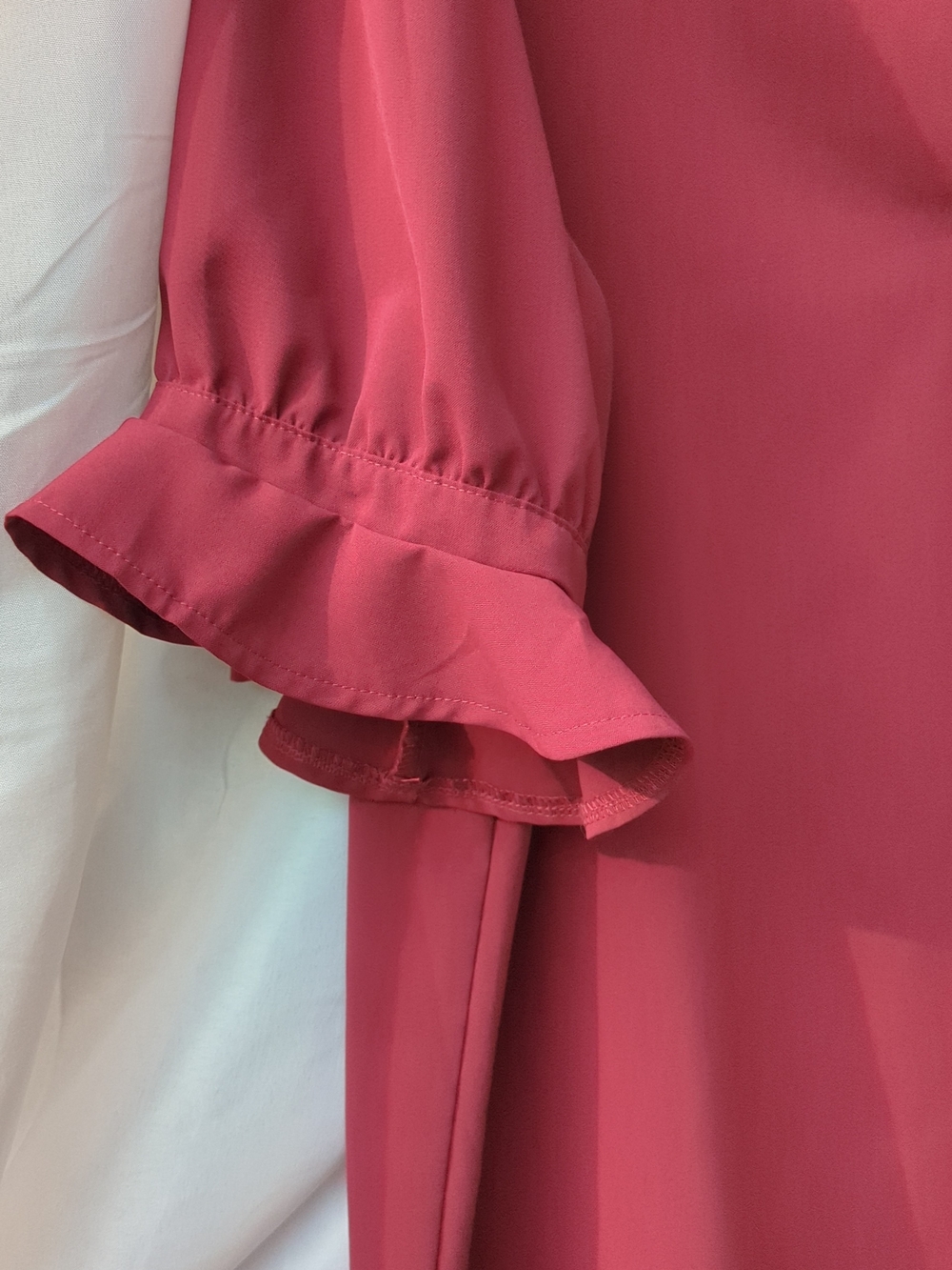 Famulily Split V Neck Ruffle Sleeve Shift Dress Romantic Poetcore Corporate Chic - Picture 7 of 14